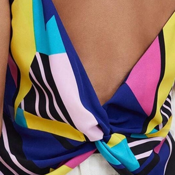 Boho Geo Print Backless Twist Back Cami Top - Picture 9 of 10